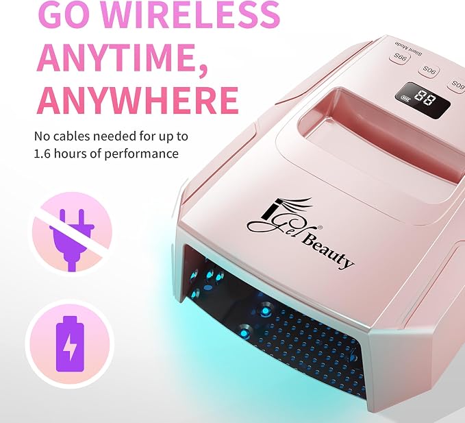 Hybrid - X Nail Lamp – 48W UV/LED Nail Dryer, Wireless Rechargeable, Smart Timer, Removable Tray, Cordless Gel Nail Lamp for Manicure Pedicure