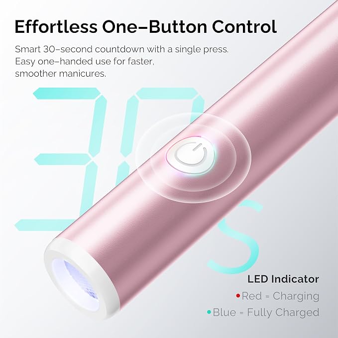 L'UGX Handheld uv Light for Gel Nails with Magnetic Fast Charging – High Power Portable LED Nail Lamp for Gel Polish, Cordless Nail Dryer for Salon & Home-Pink