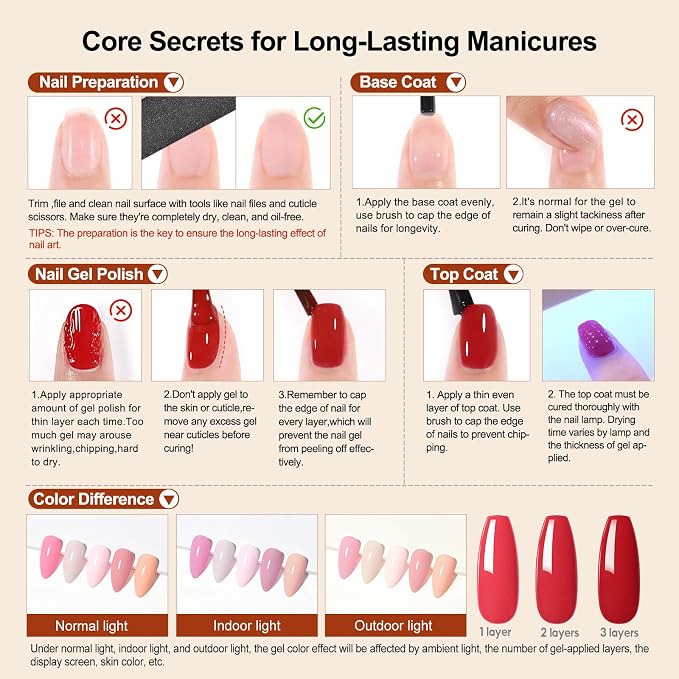 Peacecolor Fall Gel Nail Polish Set, 26PCs Gel Polish Kit 20 Colors Glitter Brown Red Orange 5PCs Matte/Glossy/Glitter Top Base Coat Nail Files Manicure Starter Kit Gifts for Women