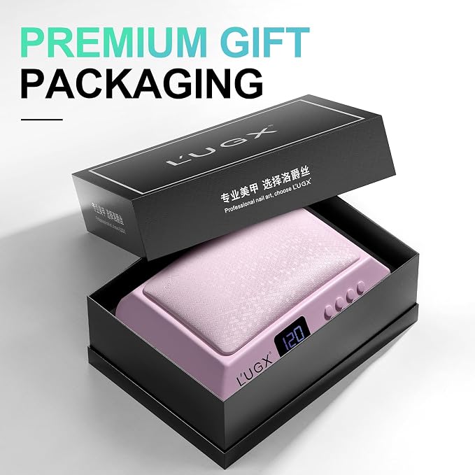 L'UGX Professional Nail Lamp for Gel Polish Dryer 72W LED UV Nail Lights with Arm Rest Pillow & Retractable Tray,Perfect for Manicure & Pedicure at Salon & Home Pink