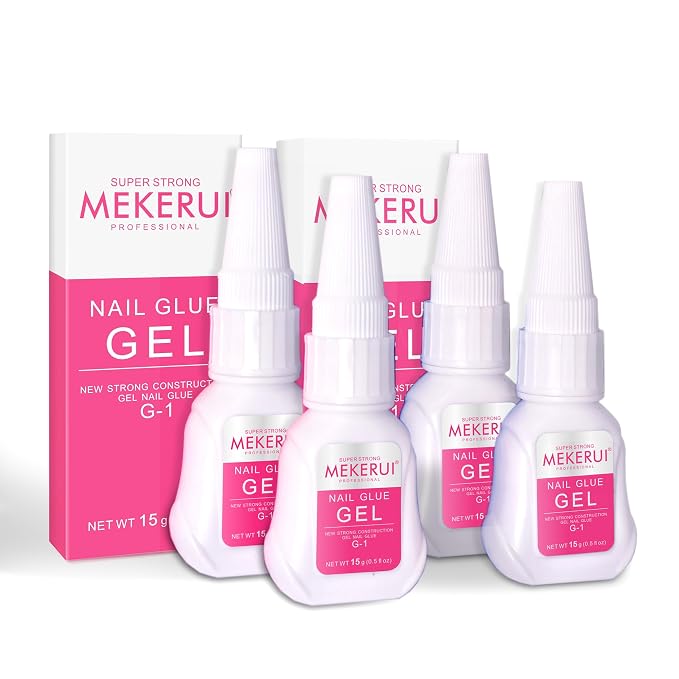 Mekerui Super Strong Nail Glue Gel for Press on Nails,Drip and Clog Proof,7S Quickly Dry Without UV Light,Long-Lasting 30+Days,Waterproof Beauty Secret Professional Salon Quality