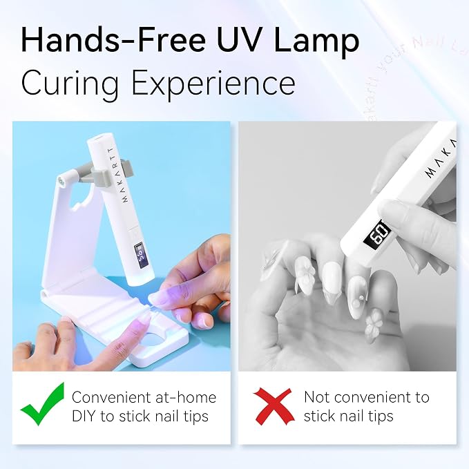 Makartt UV Nail Lamp Stand: Convenient for Nail Curing Gel-X Nail Tips | Foldable, 360° Adjustable Rotation, Portable, Handsfree, Convenient for Curing, Home DIY Salon, White