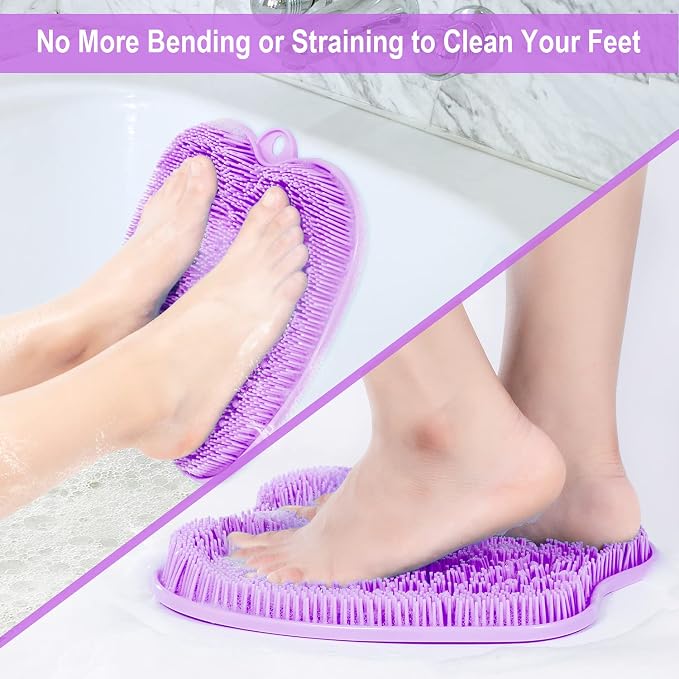 BESKAR XL Larger Shower Foot Scrubber Mat with Non-Slip Suction Cups | Cleans, Smooths, Exfoliates, Massages Your Feet Without Bending, Improve Foot Circulation, Soothes Tired Feet