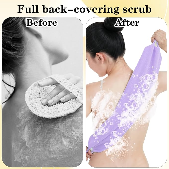 3pcs Exfoliating Back Scrubber for Shower, Double-Sided Back Scrubber Shower Towel with Handles Washcloth Bath Tool in Shower for Women and Men Deep Cleans Skin