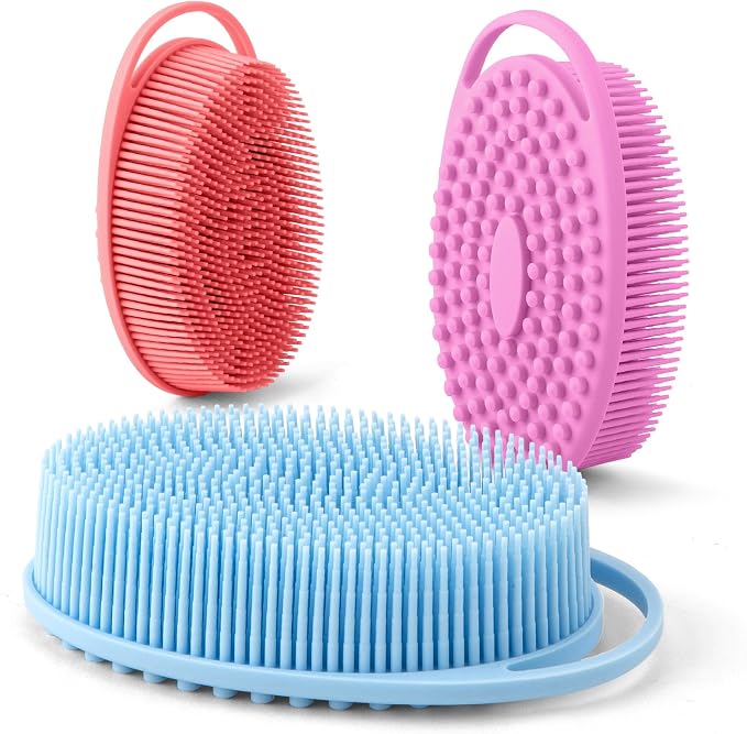 Silicone Body Scrubber,Loofah Exfoliating Body Scrubber,Bath Brush,Set of 3 Soft Body Scrubber,Dead Skin Remover for Body,Shower Scrubber for Body,Fit for Sensitive and All Kinds of Skin