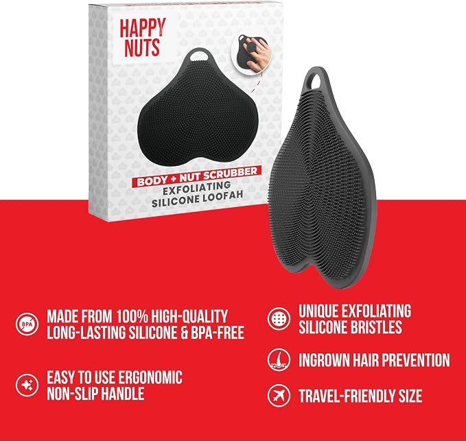 HAPPY NUTS Silicone Body Scrubber, Exfoliating Body Scrubber for Sensitive Skin, Sustainable Shower Scrubber for Body, Silicone Body Brush for Showering (2 Pack, Scrubber)