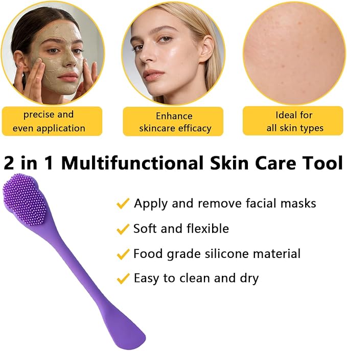 Silicone Face Mask Brush Face Scrubber Facial Cleansing Brush - Soft Bristles for Gentle Exfoliation,Face Mask Applicator for Clay,Mud, Body Lotion
