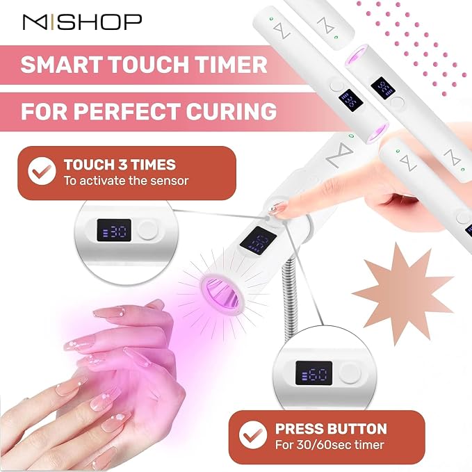 M - GlamCure GO Nail Flash Cure Lamp with Focus Beam Technology, Touch Screen - LED & UV Nail Light - Curing Lamp for Gel Nails, Acrylic, Builder - Both Portable & Adjustable (Teal)