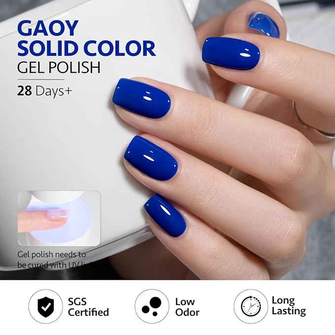 GAOY Blue Gel Nail Polish Set, 6 Colors Teal Turquoise Royal Navy Blue | UV Lamp Required, Baby Bright Llight Blue, Pigmented, Long Lasting, Easy to Apply, Salon Manicure at Home, Gift for Women