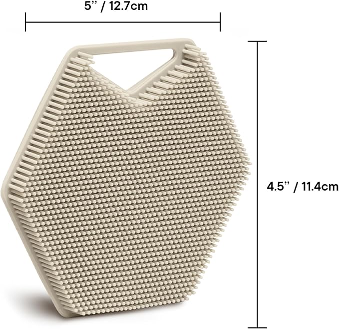 TOOLETRIES Silicone Body Scrubber 2.0, Loofah Alternative - Sand | Gentle exfoliating shower scrubber that's quick drying, hygienic and longer lasting than traditional loofahs.