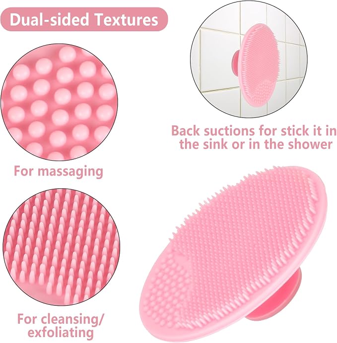 10 Pack Silicone Face Scrubber with Suction Handle, Exfoliating Facial Cleansing Brush for Deep Pore Cleaning and Blackhead Removal