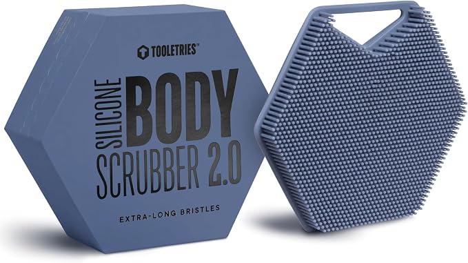 TOOLETRIES Silicone Body Scrubber 2.0, Loofah Alternative - Glacier | Gentle exfoliating shower scrubber that's quick drying, hygienic and longer lasting than traditional loofahs.