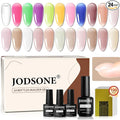 JODSONE Builder Color Gel Top Coat Base Coat Extension Gel 24 PCS Kit Long Lasting High Gloss Gift For Women