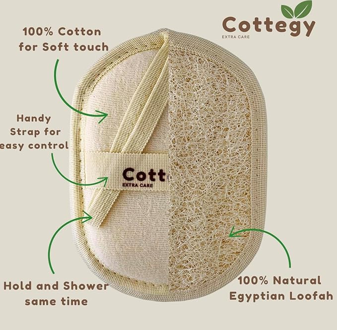 Egyptian Loofah Exfoliating Scrubber - Natural Loofah Exfoliating Body Scrubber - 1 Count (Pack of 1) Eco-Friendly Bath & Shower Sponge for Face & Body, 100% Natural, Men & Women
