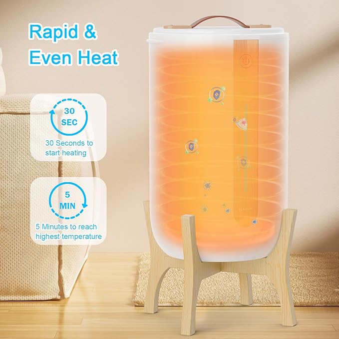 Keenray Towel Warmer for Bathroom, Towel Warmer Bucket with Heating Progress Bar, Fragrance Disc Holder, Leather Handle, Auto Shut-Off Towel Bucket Fits Up to Two 40" x 70" Towels, Blankets White