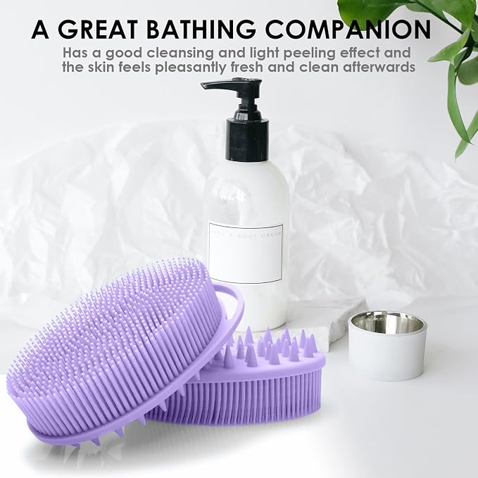 Silicone Body Scrubber – Silicone Loofah for Shower, Set of 2 Soft Dual-Sided Exfoliating Body Bath Shower Scrubber Loofah Brush Easy-to-Clean for Sensitive Kids Women Men All Kinds of Skin