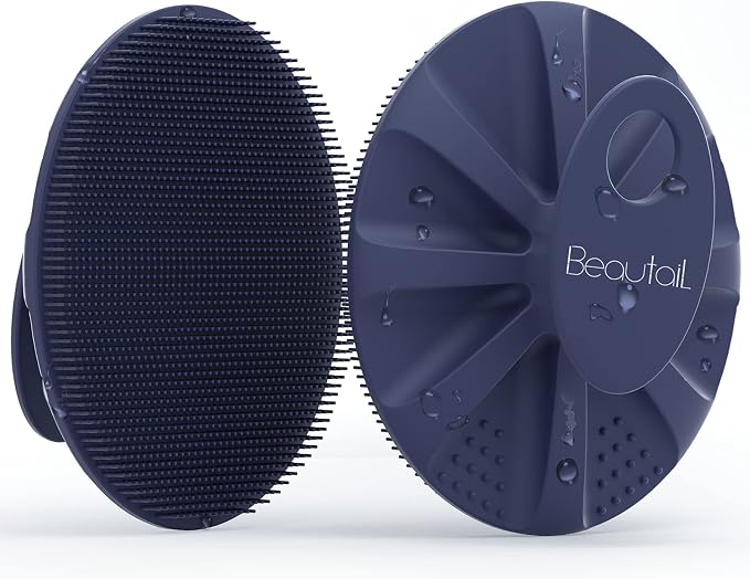 Silicone Body Scrubber, BEAUTAIL Gentle Exfoliating Brush on Sensitive Skin | Soft Shower Scrubber for Body, Hygienic Silicone Loofah, Bathroom Essentials Brush for Women, Men & Kids, 1-Pack, Blue