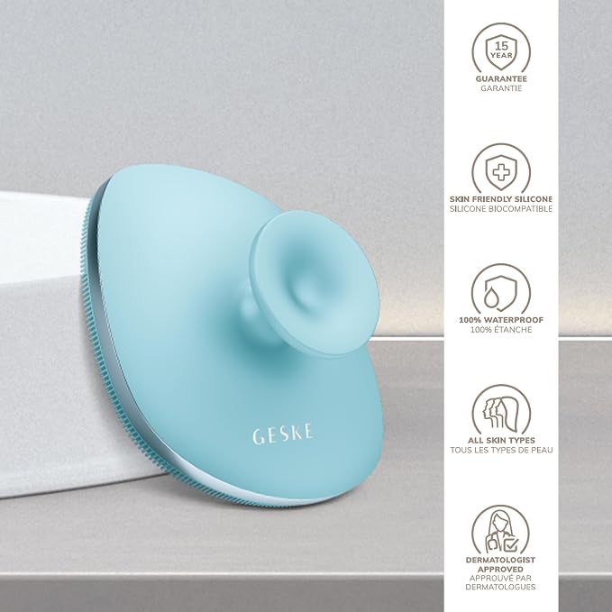 GESKE Body Brush | 4 in 1 | Design with Metal Ring | Cleansing Brush for the Entire Body | Professional Deep Cleaning | Soft Silicone Bristles | Ergonomic Two-Finger Design