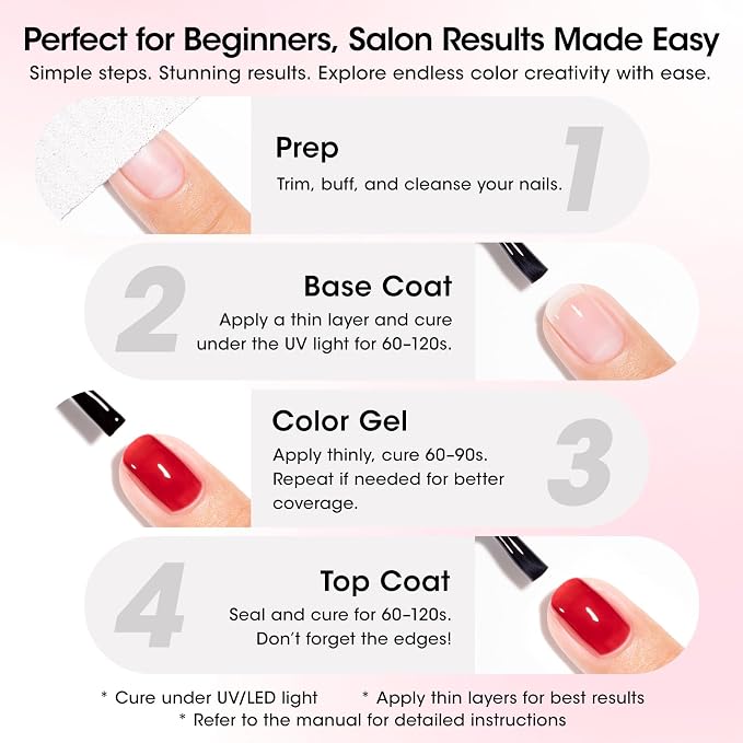 GELLEN Nude Gel Nail Polish Set, 24PCS With 20 Colors And 4 Coats | HEMA-Free, TMPTA-Free And TPO-Free UV Gel Set With Base, Glossy, Matte And Cat Eye Top Coats For DIY Home Manicures