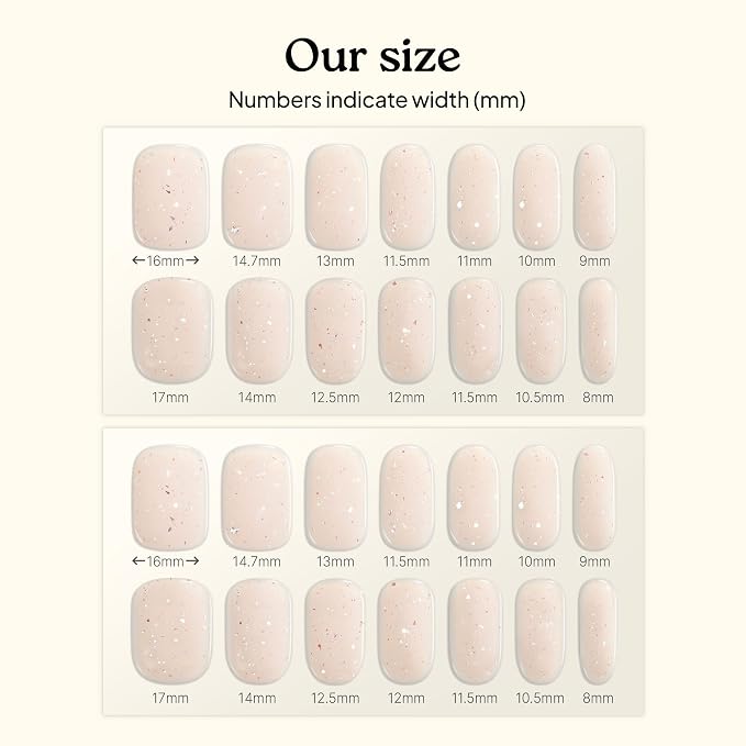 Heyhae Semi Cured Gel Nail Strips Salon Quality - Hey, Sweet Glaze | No UV Light Needed | Salon Quality, Easy Apply & Remove | 28 Strips, 1 Prep Pad, Nail File, Wooden Stick | Pink Beige
