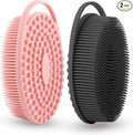 Silicone Body Scrubber 2 Pcs Silicone Loofah Exfoliating Body Scrubber for Men Women Soft Silicones Shower Scrubbers Double Sided Silicones Bath Bodys Brush for All Skin Lather Well, Black and Pink