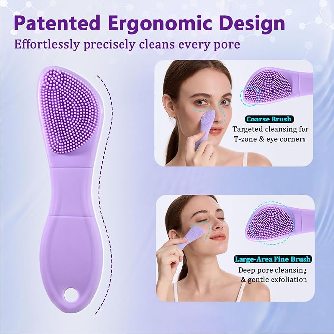 Silicone Face Scrubber Black Head Remover for Face- Appliances for Removing Make-up for Deep Cleansing Blackhead Remover Tools Face Spatula Makeup Removal Washing Brushes Pore Cleaner (Purple)