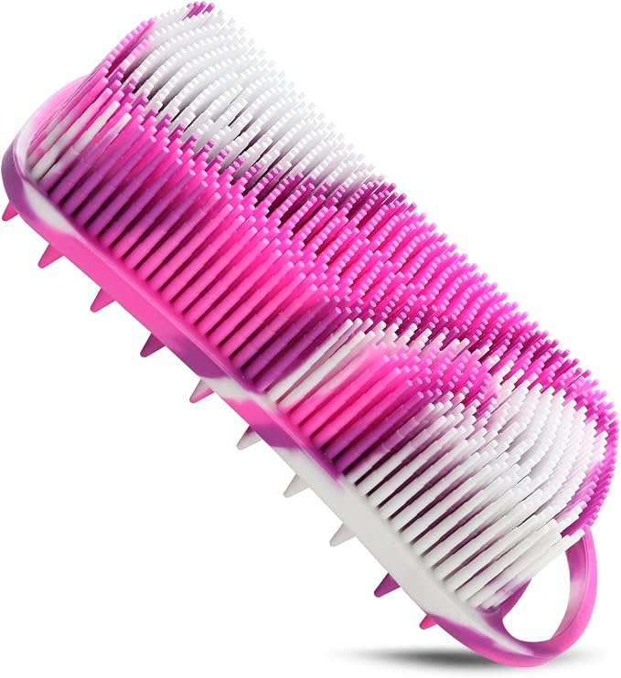 2PCS Silicone Body Scrubber, Loofah for Women, Shower Cleaner Scrub Brush | Gentle Exfoliating Shower Bath Brush, Rubber Body Wash Deep Cleaning & Exfoliator & Massage, Travel-Friendly for Bathroom