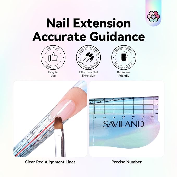 SAVILAND Reusable Long Length Nail Forms for Acrylic Nails Builder Nail Gel | Super Sticky, Poly Gel Nail Forms, Sturdy Self-adhesive Nails Model Stencils, Home sSalon Extension