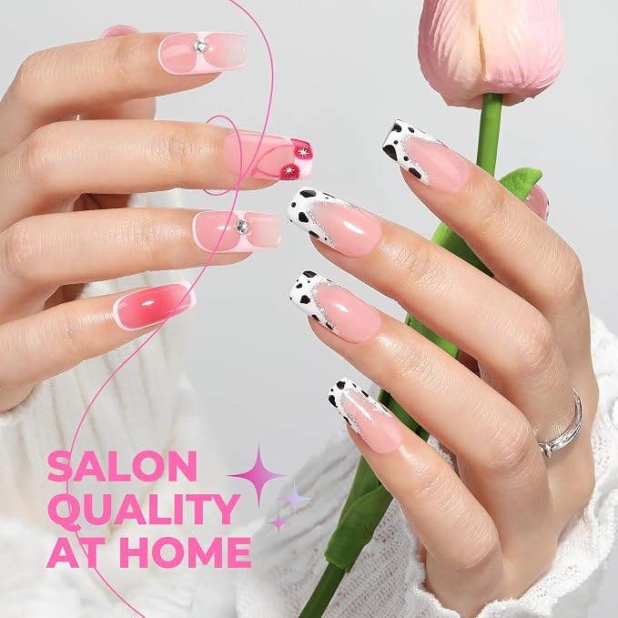 UNA GELLA Square Nail Tips 510Pcs 15 Sizes - No File Needed Pre-Buffed Medium Square Soft Gel Fake Nail Tips Clear Full Cover False Nails Soak Off Acrylic Nail Extensions for DIY Nail Art Salon