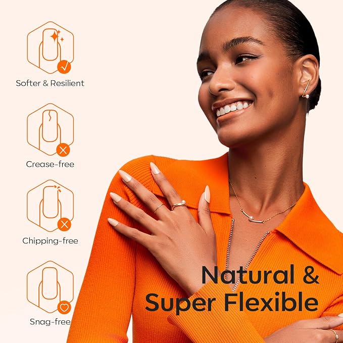 Modelones Extra Short Almond Nail Tips Pre-shaped Gel Soft Fake Nails False | Acrylic Clear Full Cover Press on Extension Kit Gel Manicure DIY at Home 216PCS 12Sizes