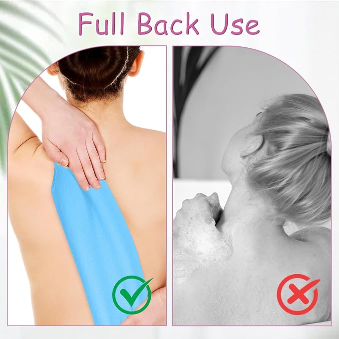 2 Pcs Back Washer for Shower,Exfoliating Back Scrubber with Handles Backs Wash Cloth Stretchable Backs Scrubber for Shower for Women(Blue,Purple)