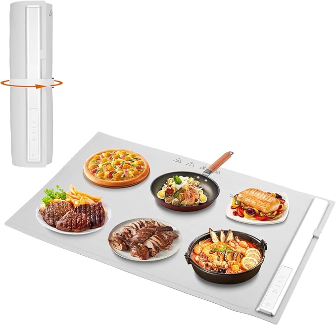 Portable Food Warmers,Electric Warming Tray Hot Tray Heating Mat Food Warmer Heating Pad Keep Foods Warming for Gatherings,Parties, Auto Shut-Off