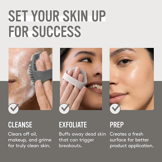 Sud Scrub® Antimicrobial Silicone Face Scrubber, 1 Pack, Gentle Face Exfoliator for Sensitive Skin, Eco Friendly Facial Cleansing Brush, Exfoliating Face Brush for Men and Women (Clay)