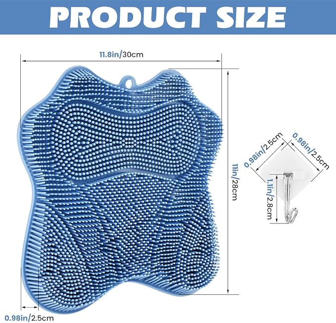 Show Foot Scrubber Mat & Silicone Back Scrubber with Suction Cups, 3 Brush Designs for Deep Cleaning Shower, Foot Brush for Shower, Deep Exfoliation