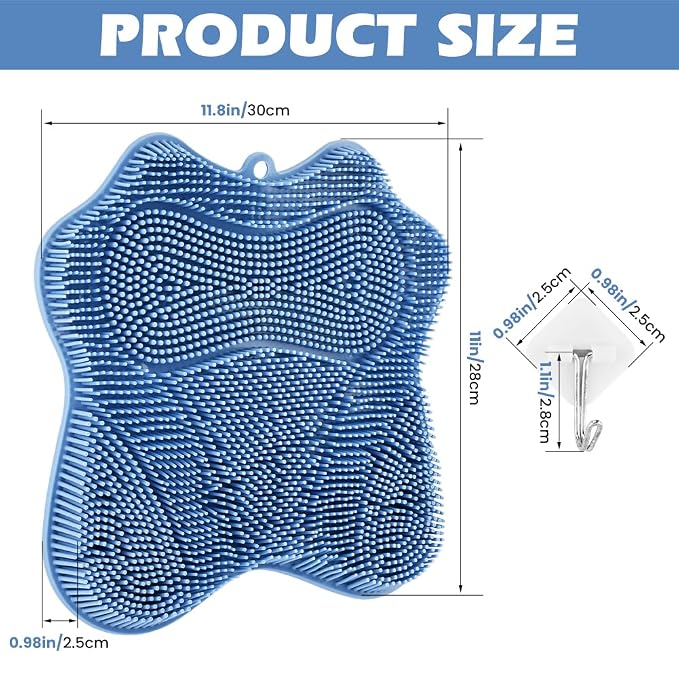 Silicone Shower Foot Scrubber Mat, 3 Brush Design, 11.8 x 11 in | Foot Scrubber Mat with Suction Cups helps Clean, Exfoliate, and Massage Feet in the Shower.Wall-Mounted or Floor Use