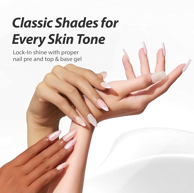 Makartt Jelly White Pink Gel Nail Polish Set 15ML : 6 Sheer Colors | Large Capacity, High-Gloss, Transparente Effect, Milky White Jelly Nude Pink, UV/LED Lamp Required, Home & Salon DIY