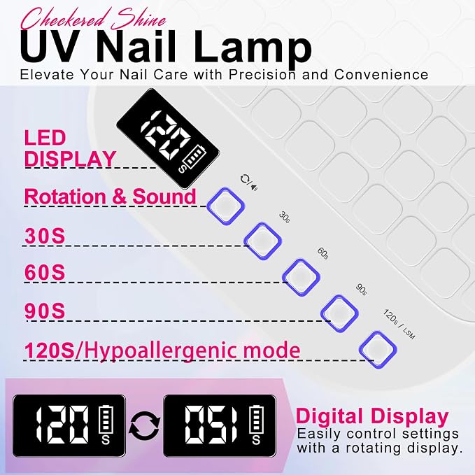 MEKK Skin-Friendly Red Light UV LED Nail Lamp,54W Professional Nail Light | Smart Sensor,4 Timer Settings,Low Heat Mode,for Salons and Home DIY Use,Rechargeable,No Harm,Cordless,White