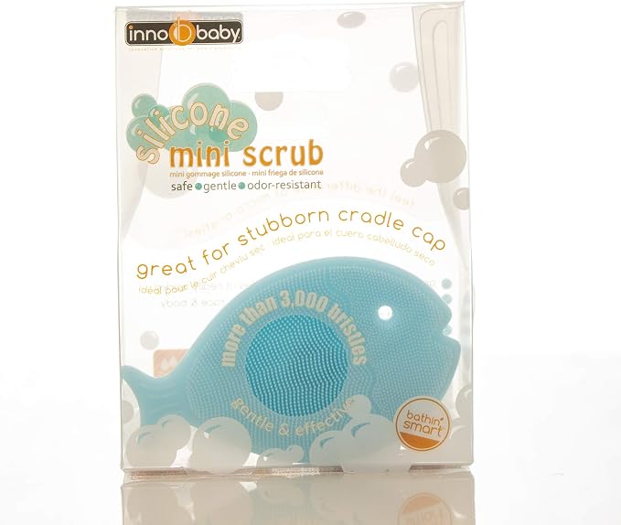 Innobaby Bathin Smart Silicone Cradle Cap Brush for Baby, Essential for Dry Skin & Eczema, Gentle Scrubber & Exfoliator with Suction Handle, Quick Dry Food Grade Silicone, Blue (2 Pack)