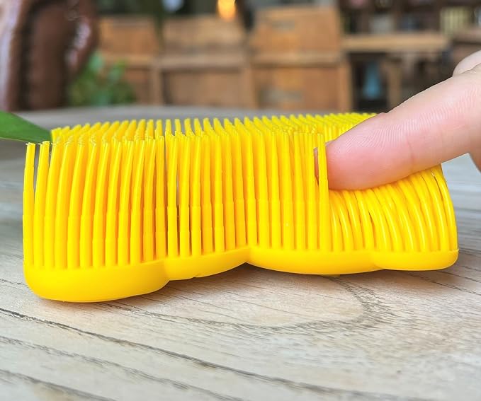 Premium Sensory Brush for Kids or Autism,Soft Silicone Body Scrubber,2 in 1 Sensory Room Occupational Therapy Sensory Brushes,Silicone Loofah,Pets Shower Brush Bath Brush Shampoo Brush(Bear-Yellow)