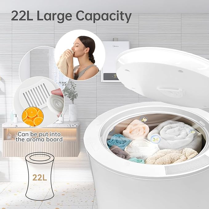 Towel Warmer 22L,4-Stage timed Heating Towel Warmers Bucket,Extra Large Towel, Bathrobe, Blanket Warmer for Bathroom,Spa, LCD Display