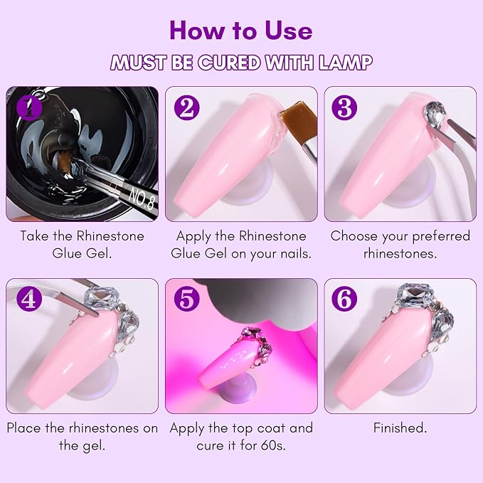Makartt Nail Charm Glue: High Viscosity Gem Glue for Large Charms 15ml | 30-Day Hold, Extra Thick support gel for 5mm+ Crystals, Stones, 3D Nail Decor, Flash Cure Before Full UV Cure, DIY Salon Use