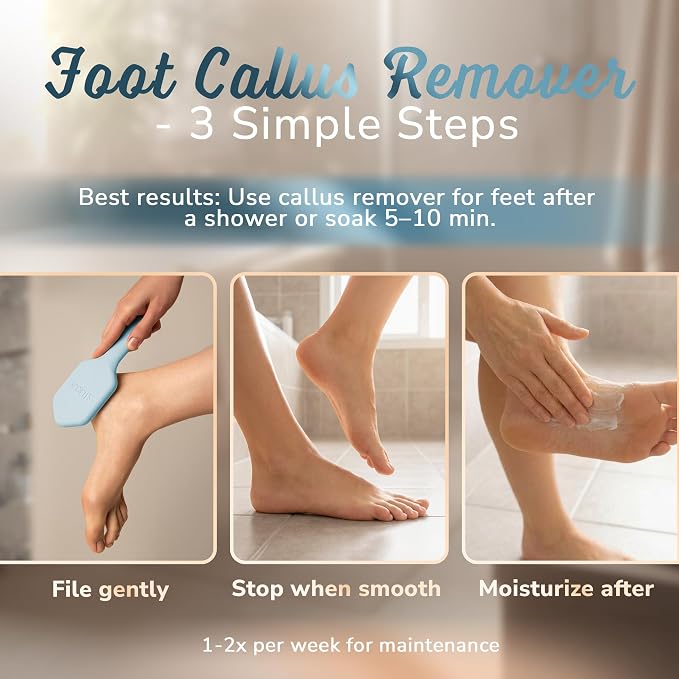 SILKLE Nano Glass Foot File - Foot Callus Remover for Feet & Foot Scrubber | Silicone Grip for Non-Slip Control - Foot Scrubber for Dead Skin, Heel Scraper for Cracked Heels & Foot Exfoliator - Blue