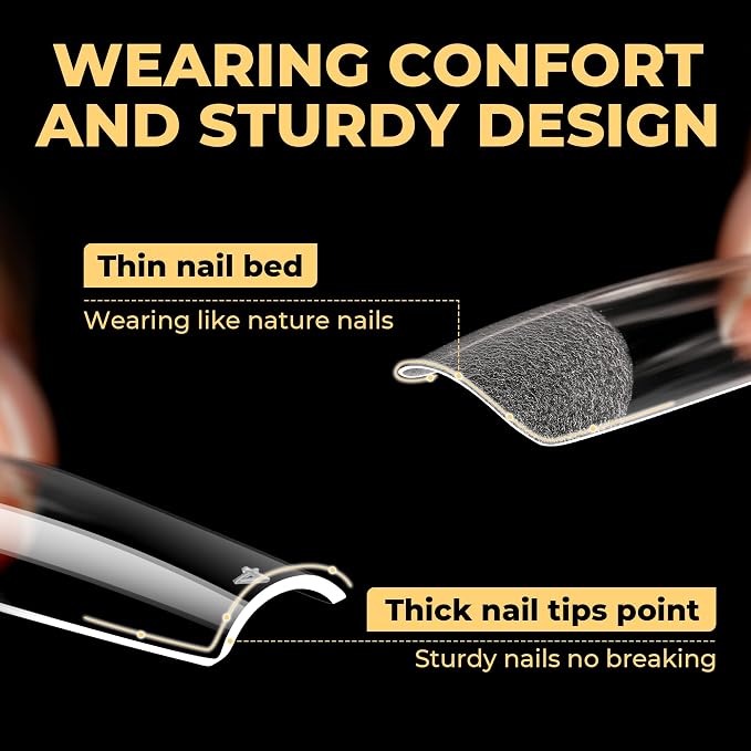 UNA GELLA Extra Long Sqaure Nail Tips, No C Curve Gel Nail Tips Square | Pre Etched XXL Long Straight Press on Nails Clear Acrylic Full Cover for Nails Extension Art DIY Salon 120Pcs 12 Sizes