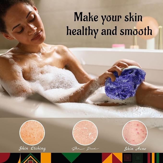 Yiclick African Net Sponge Authentic with Knots 2 Pack - Exfoliating Washcloth Towel, Back Scrubber for Shower Bath, Exfoliating Body Scrubber Exfoliator, African Rags Wash Cloth Loofah Lufa Sponge