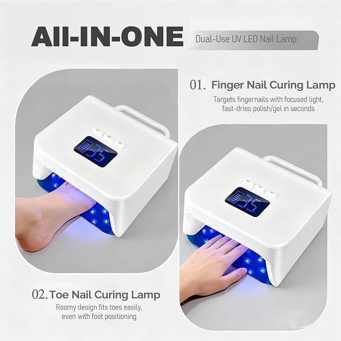 UV Nail Lamp Cordless,220W UV Light for Gel Nails, Rechargeable Professional LED Nail Lamp with 48 Beads & Touch Display, Gel Light Dryer with Built-in 3-Timer Modes,Curing Lamp for Salon & Home