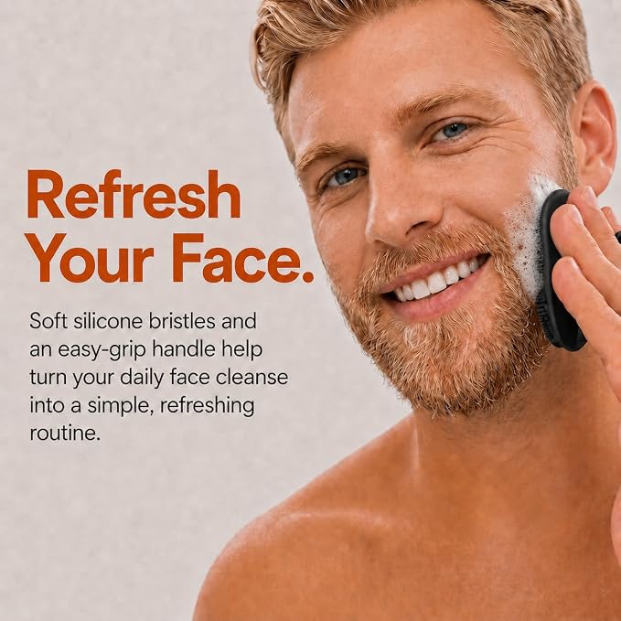 Silicone Face Scrubber, Facial Cleansing Brush for Exfoliating – Charcoal | Fine Silicone Bristles and Secure Back Grip for Gentle Exfoliation, Deep Cleansing and Everyday Facial Care