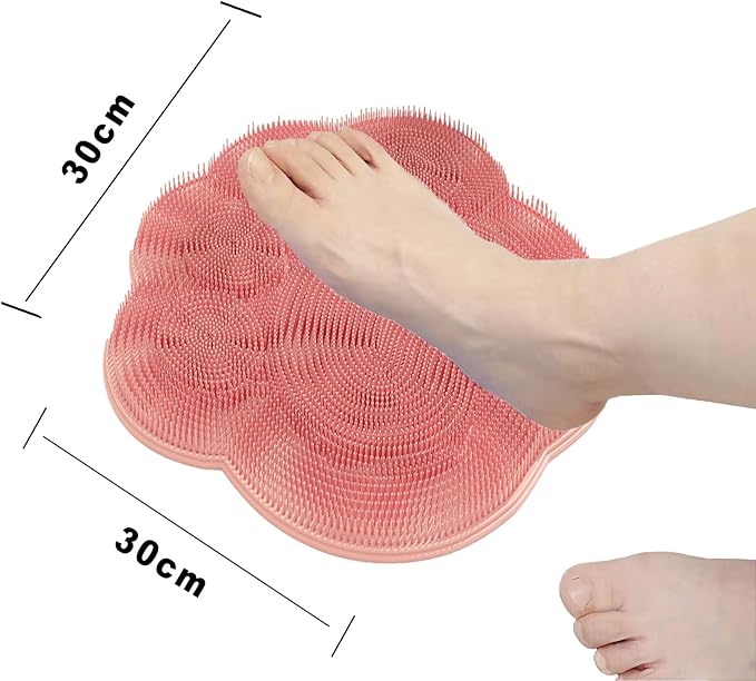 2 PC Silicone Body Scrubber Set,Foot Scrubber in Shower and Hand Held Silicone Face/Body Scrubber,Soft Wash Mitt,Shower Foot Scrubber Mat,Deep Cleaning Foot Brush Exfoliating Massage Cleaner (Pink)