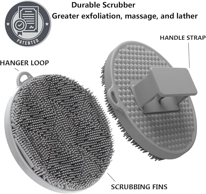 Silicone Body Scrubber,Soft Silicone Shower Brush,Exfoliating Body Scrubber for Sensitive Skin,Eco Friendly Shower Scrubber for Body Massage,Silicone Body Brush for Showering,Charcoal (Pink)