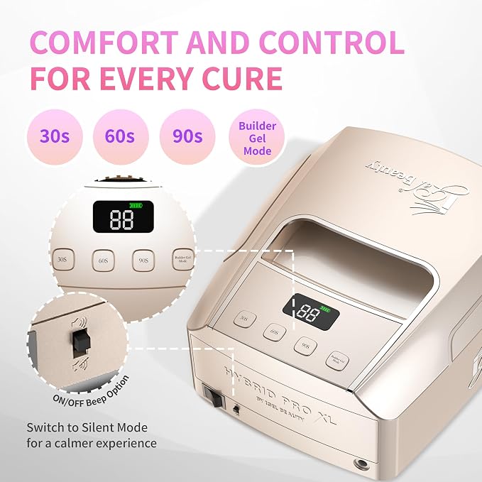 iGel Beauty Hybrid PRO 3.0 XL UV/LED Nail Lamp – Wireless Rechargeable 48W Nail Dryer, Extra Wide Full-Hand Curing, 9000mAh Battery, Smart Timer & Builder Gel Mode, Cordless Professional Lamp