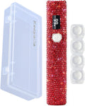 Handheld UV Nail Lamp with Sparkly Rhinestones Red | 3W Portable LED Nail Lamp, Wireless Rechargeable USB Nail Dryer with Silicone Stamper, LCD Display, for Home DIY Manicures